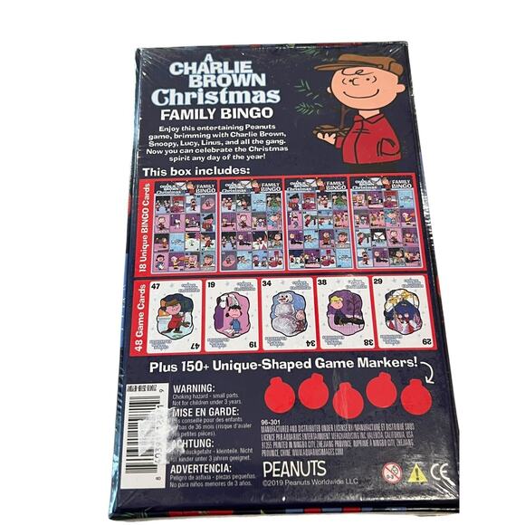 Charlie Brown Christmas Family Bingo Board Game..New SEALED!! 2-18 Players!! - Picture 2 of 2
